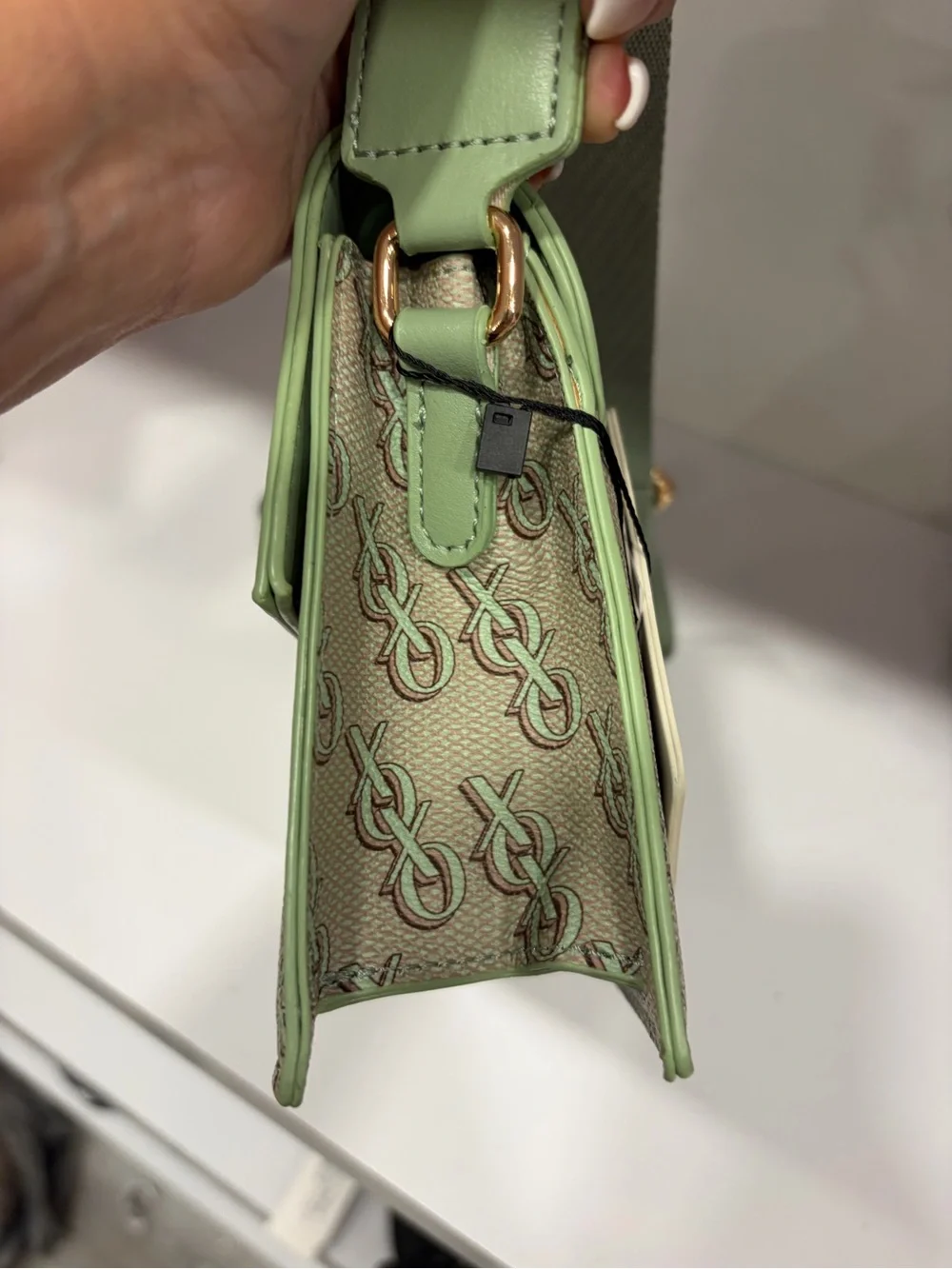 Green XOXO Monogram Crossbody Bag with Gold Accent NWT